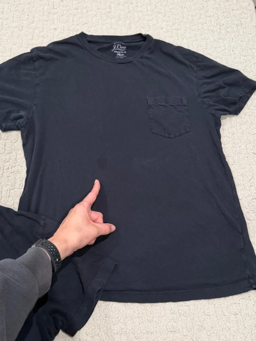 2 Men’s J.Crew Navy Broken-In Pocket Tees Size Medium Slim